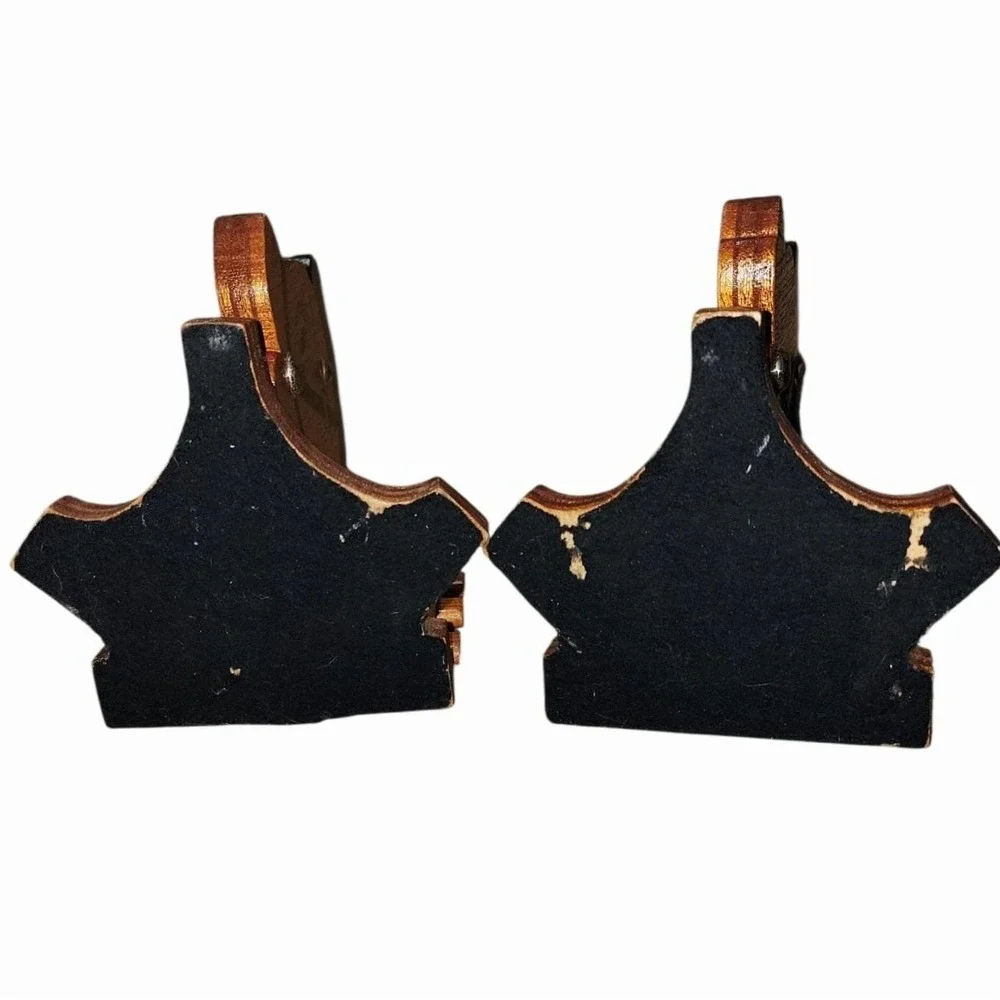 Vintage Wooden Horse Bookends Pair Hand Painted Nursery Folk Art Decor
